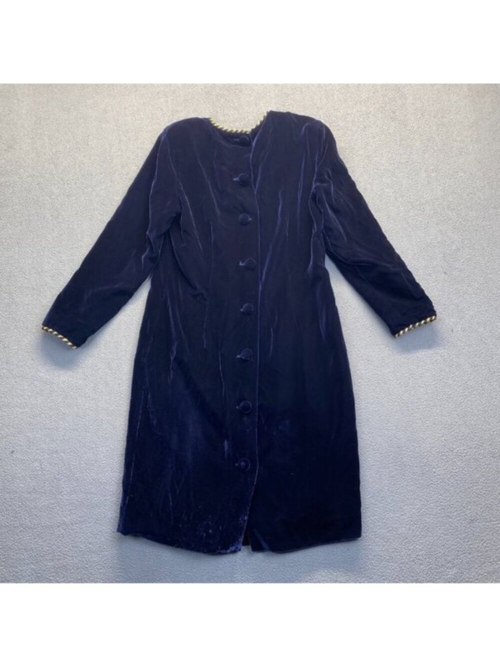 Brooks Brothers Blue Velvet Sheath Knee Length Dress 3/4 Sleeves Size 12 USA - Picture 1 of 6